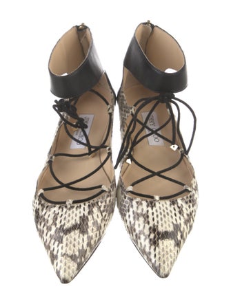 Jimmy Choo Embossed Leather Animal Print Flats