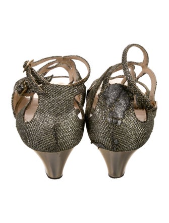 Jimmy Choo Glitter Glitter Accents T-Strap Sandals