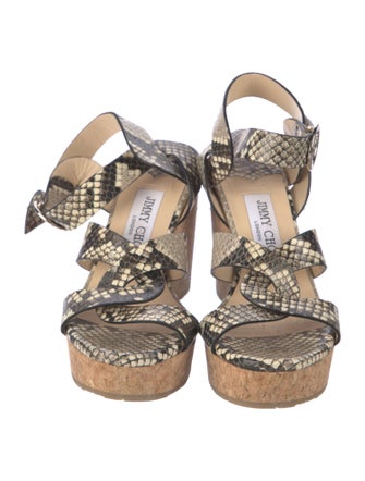 Jimmy Choo Embossed Leather Animal Print Sandals
