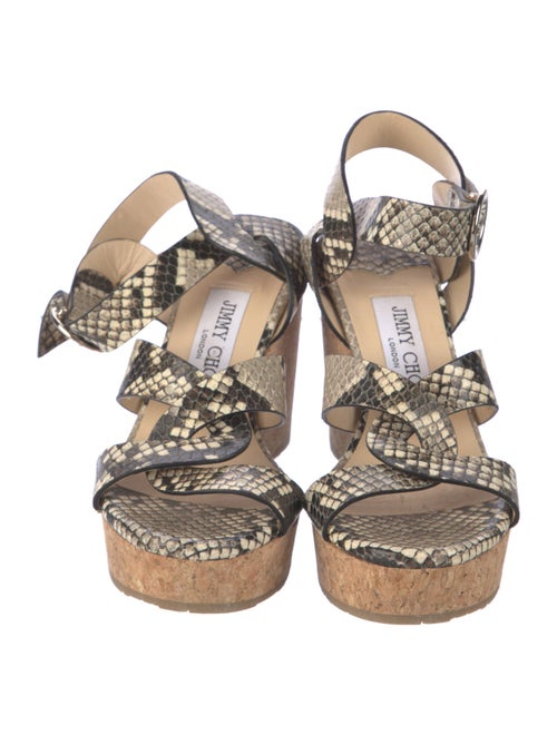 Jimmy Choo Embossed Leather Animal Print Sandals