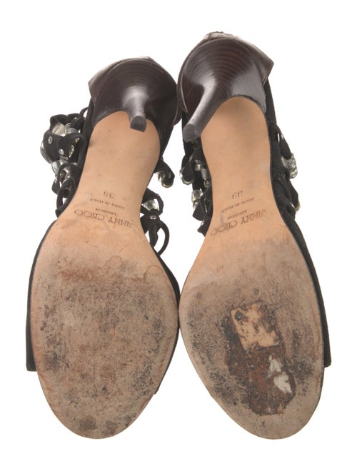 Jimmy Choo Suede Beaded Accents T-Strap Pumps