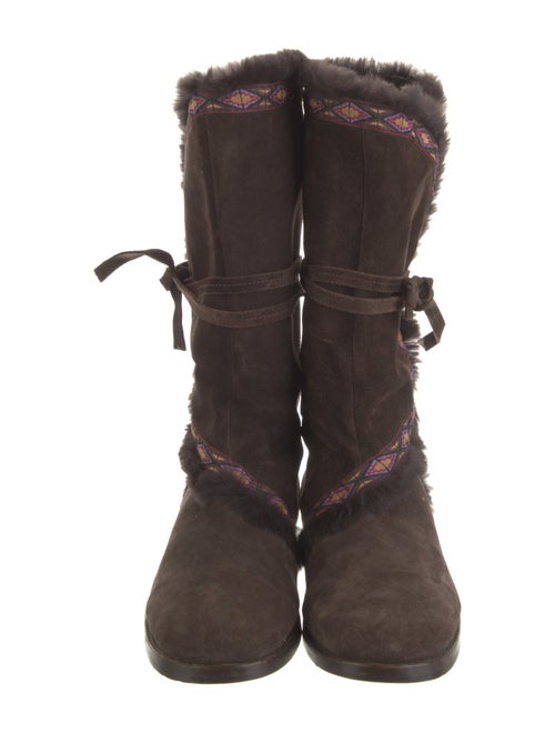 Jimmy Choo Suede Fur Trim Combat Boots