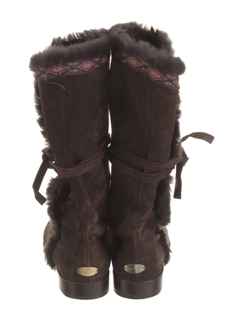 Jimmy Choo Suede Fur Trim Combat Boots