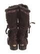 Jimmy Choo Suede Fur Trim Combat Boots