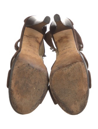 Jimmy Choo Suede Beaded Accents T-Strap Sandals