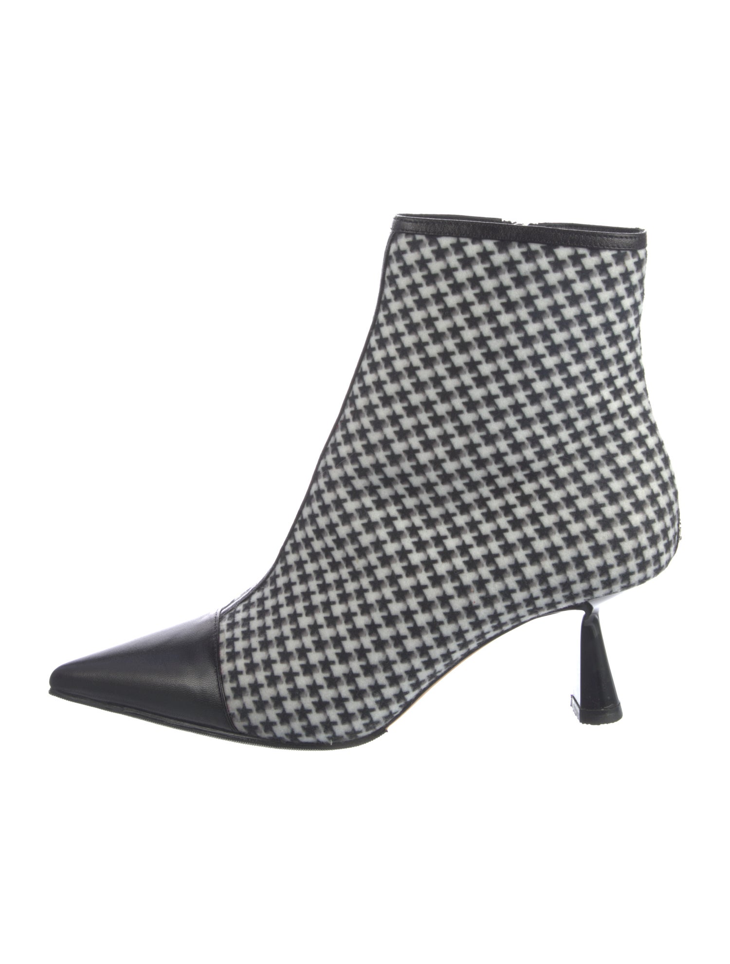 Jimmy Choo Houndstooth Print Leather Trim Embellishment Boots