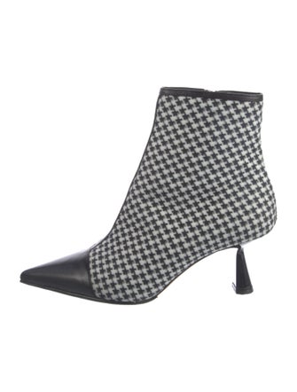 Jimmy Choo Houndstooth Print Leather Trim Embellishment Boots