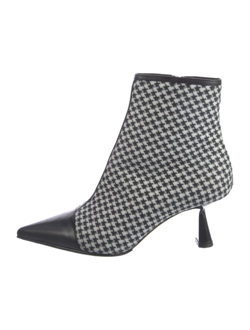 Jimmy Choo Houndstooth Print Leather Trim Embellishment Boots