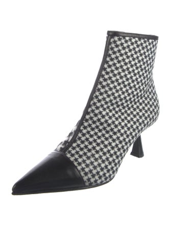 Jimmy Choo Houndstooth Print Leather Trim Embellishment Boots