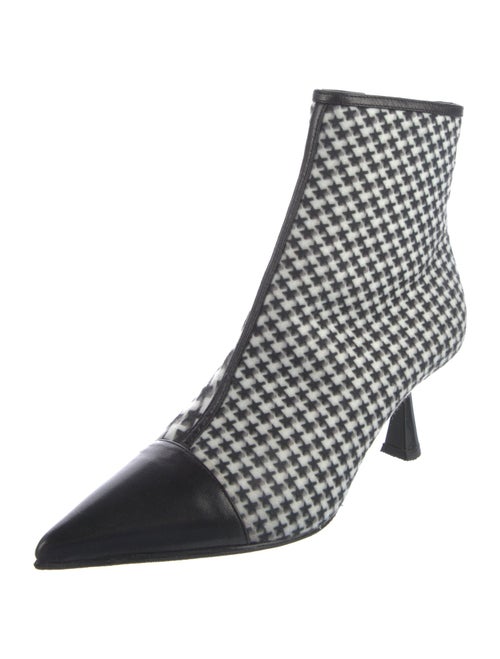 Jimmy Choo Houndstooth Print Leather Trim Embellishment Boots