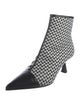 Jimmy Choo Houndstooth Print Leather Trim Embellishment Boots