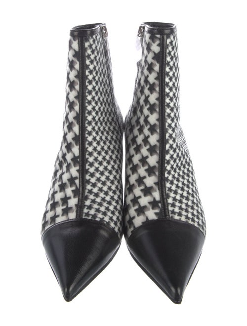Jimmy Choo Houndstooth Print Leather Trim Embellishment Boots