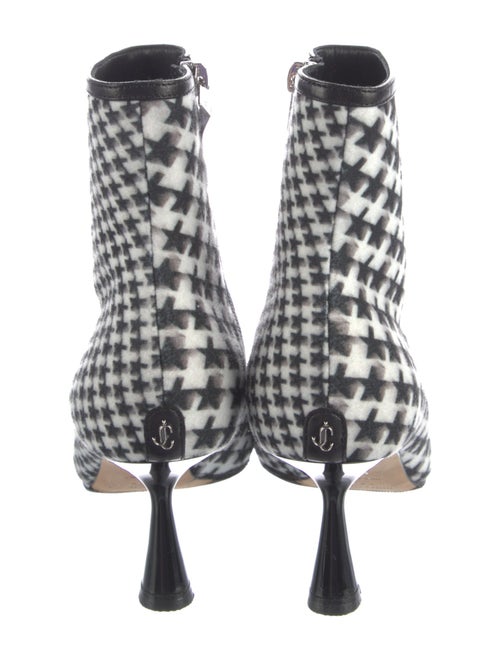 Jimmy Choo Houndstooth Print Leather Trim Embellishment Boots