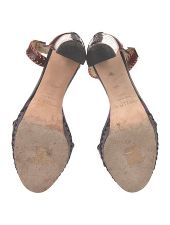 Jimmy Choo Embossed Leather Whipstitch Trim Pumps