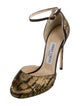 Jimmy Choo Floral Print Leather Trim Embellishment Sandals