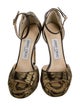 Jimmy Choo Floral Print Leather Trim Embellishment Sandals