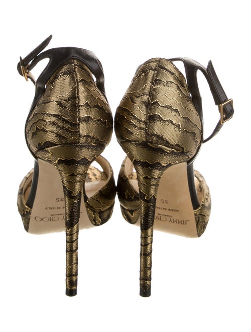 Jimmy Choo Floral Print Leather Trim Embellishment Sandals