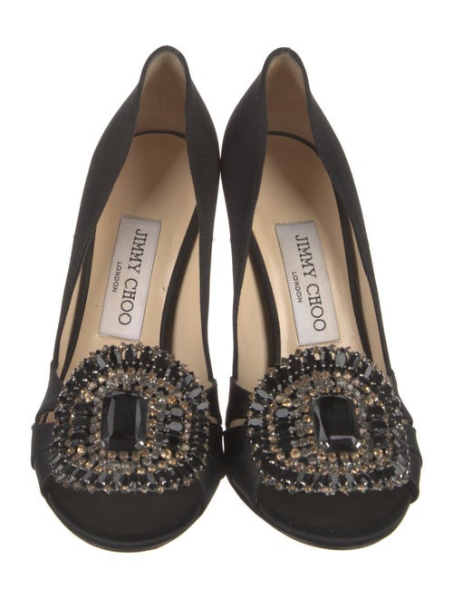 Jimmy Choo Satin Crystal Embellishments Pumps