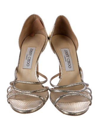 Jimmy Choo Leather Glitter Accents Sandals