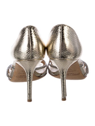 Jimmy Choo Leather Glitter Accents Sandals