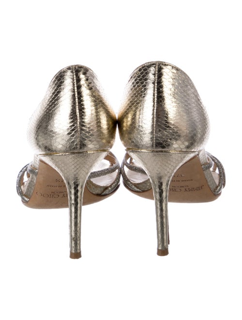 Jimmy Choo Leather Glitter Accents Sandals