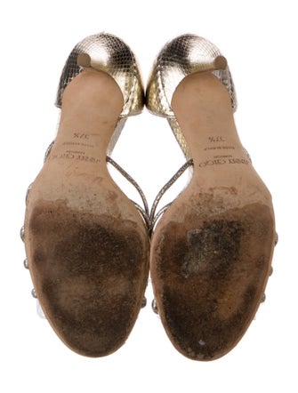 Jimmy Choo Leather Glitter Accents Sandals