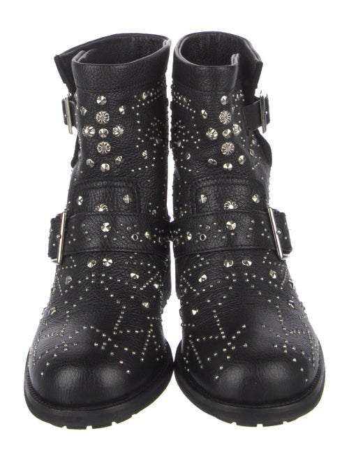 Jimmy Choo Leather Studded Accents Moto Boots