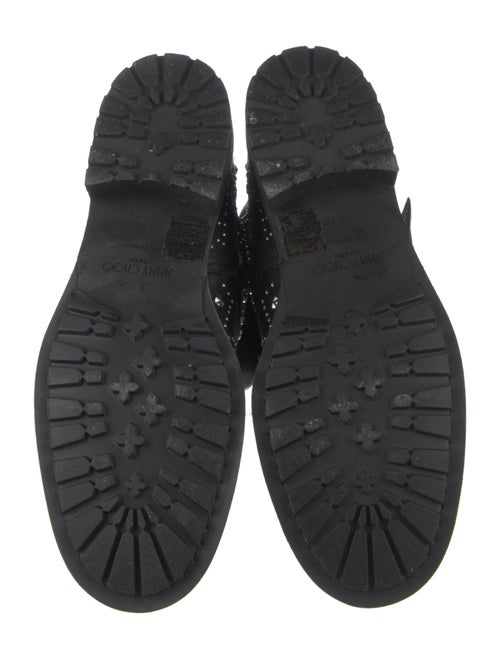 Jimmy Choo Leather Studded Accents Moto Boots