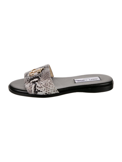 Jimmy Choo Embossed Leather Animal Print Slides