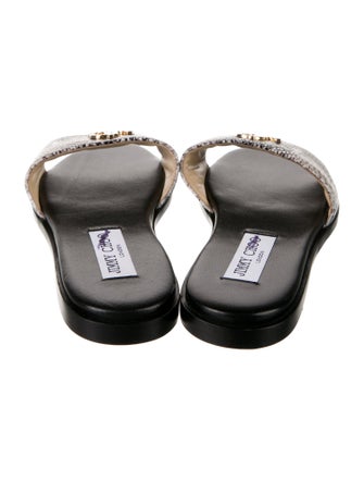 Jimmy Choo Embossed Leather Animal Print Slides