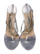 Jimmy Choo Leather Crystal Embellishments T-Strap Sandals