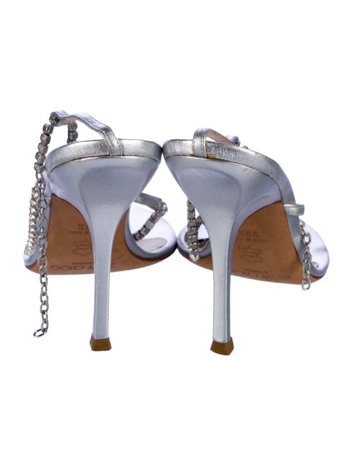 Jimmy Choo Leather Crystal Embellishments T-Strap Sandals