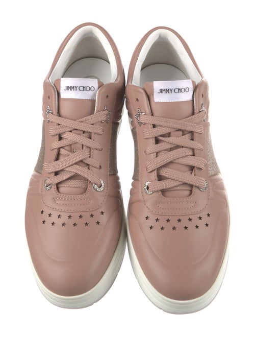 Jimmy Choo Leather Glitter Accents Sneakers
