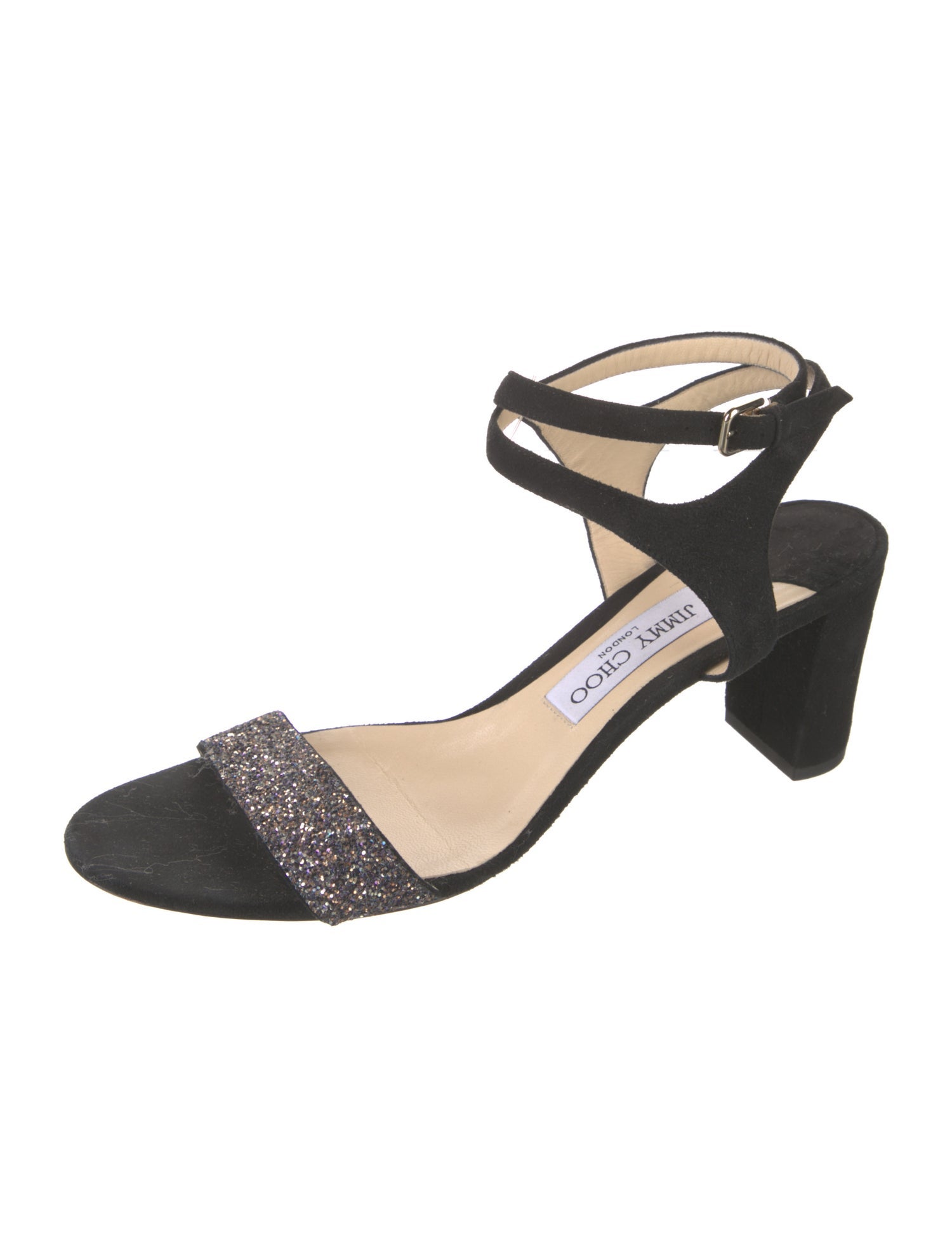 Jimmy Choo Suede Glitter Accents Sandals