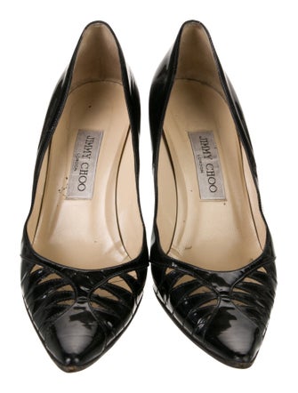 Jimmy Choo Patent Leather Cutout Accent Pumps