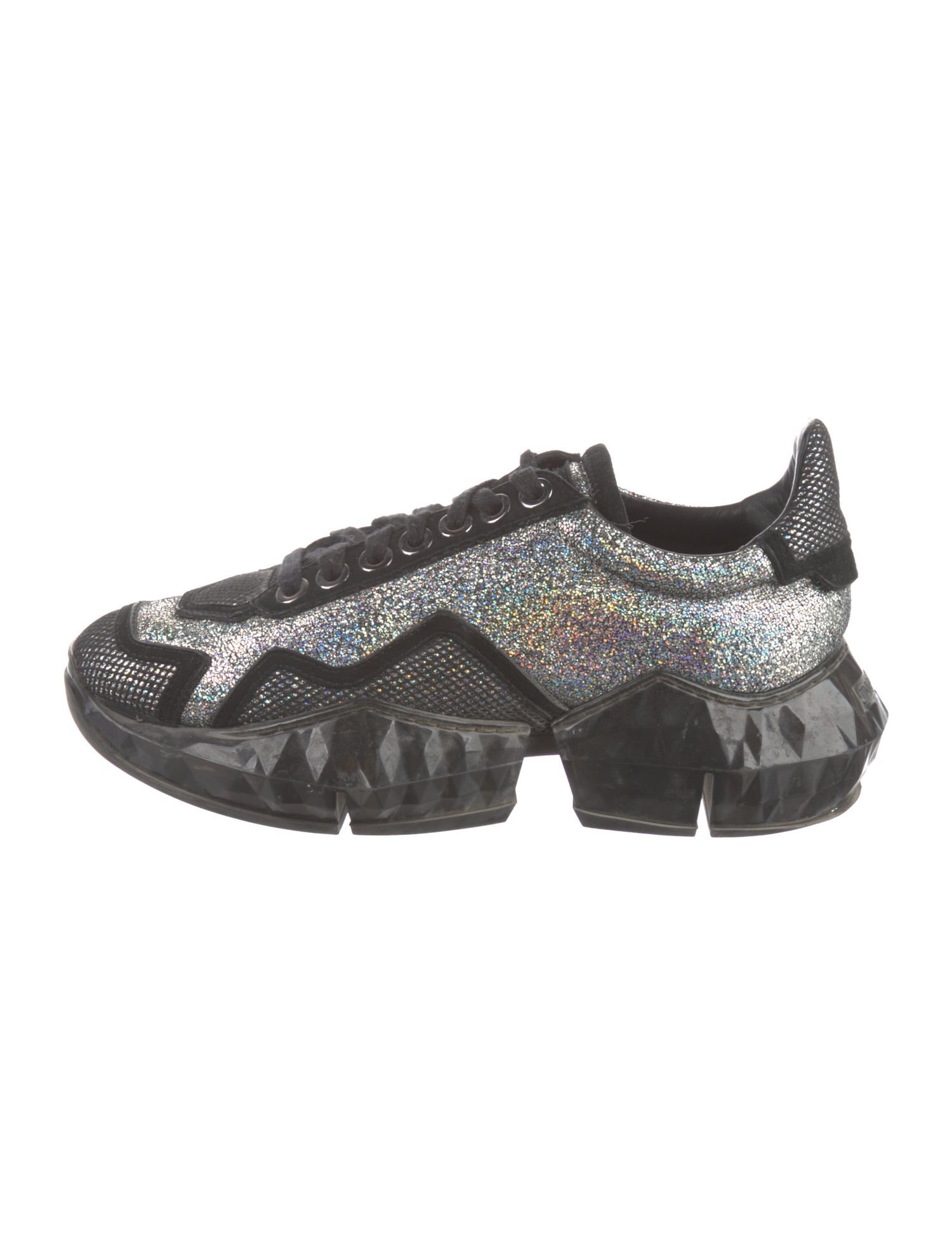 Jimmy Choo Glitter Mesh Accents Sneakers