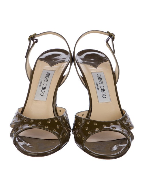 Jimmy Choo Patent Leather Cutout Accent Slingback Pumps