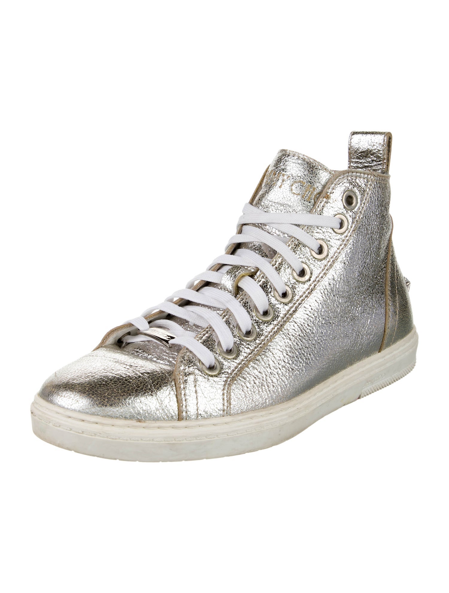 Jimmy Choo Leather Studded Accents Sneakers