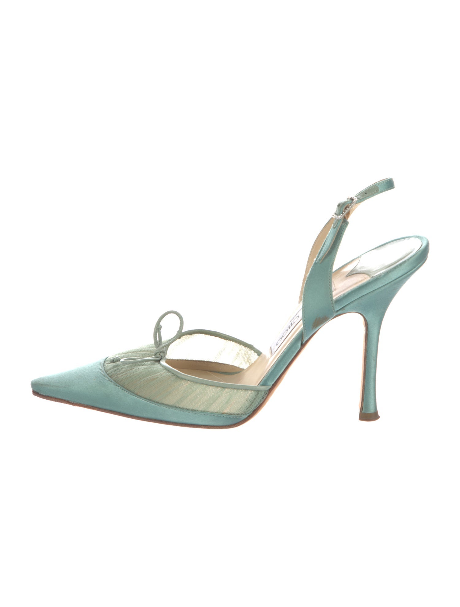 Jimmy Choo Satin Mesh Accents Slingback Pumps