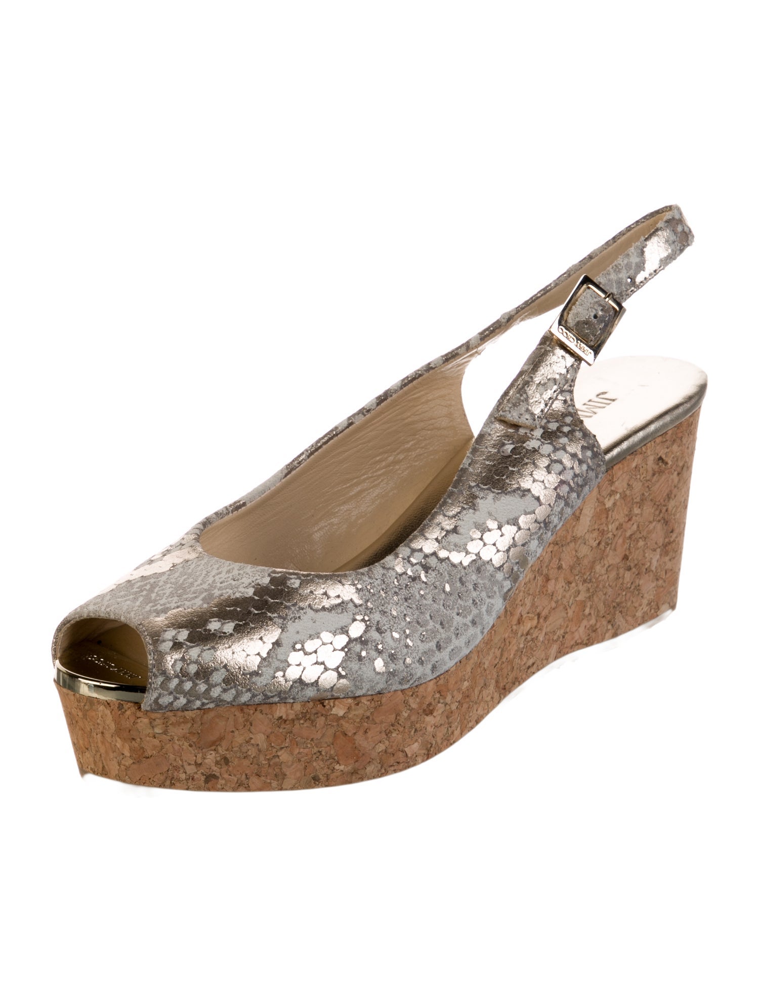 Jimmy Choo Snakeskin Animal Print Slingback Sandals