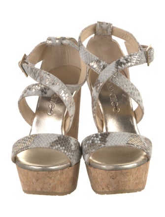 Jimmy Choo Embossed Leather Animal Print Sandals