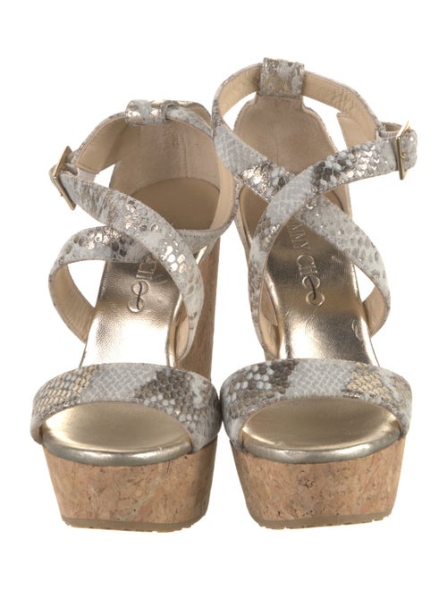 Jimmy Choo Embossed Leather Animal Print Sandals