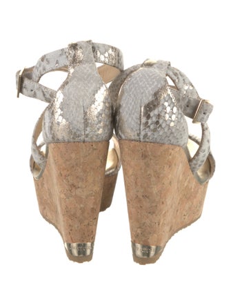 Jimmy Choo Embossed Leather Animal Print Sandals