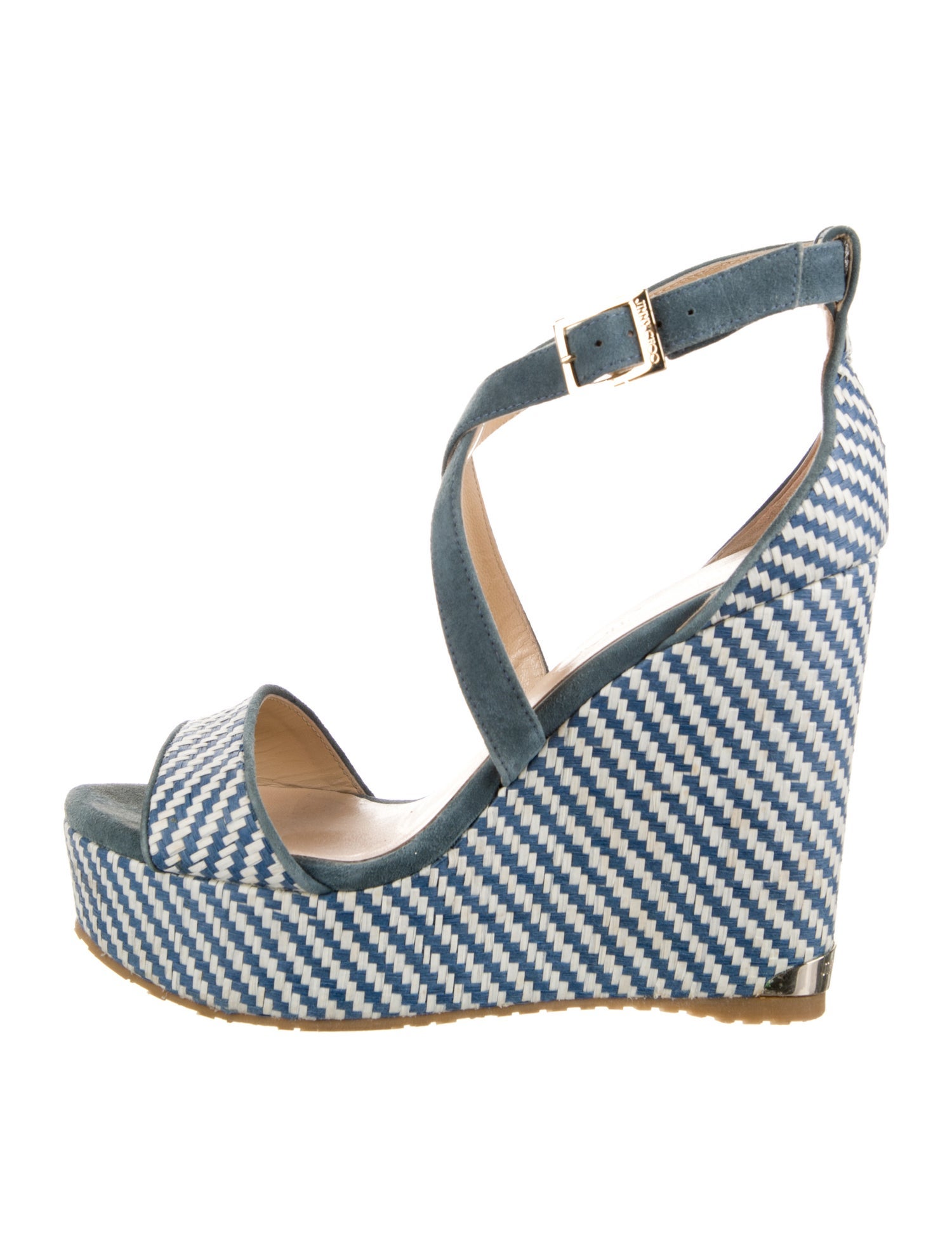 Jimmy Choo Straw Printed T-Strap Pumps