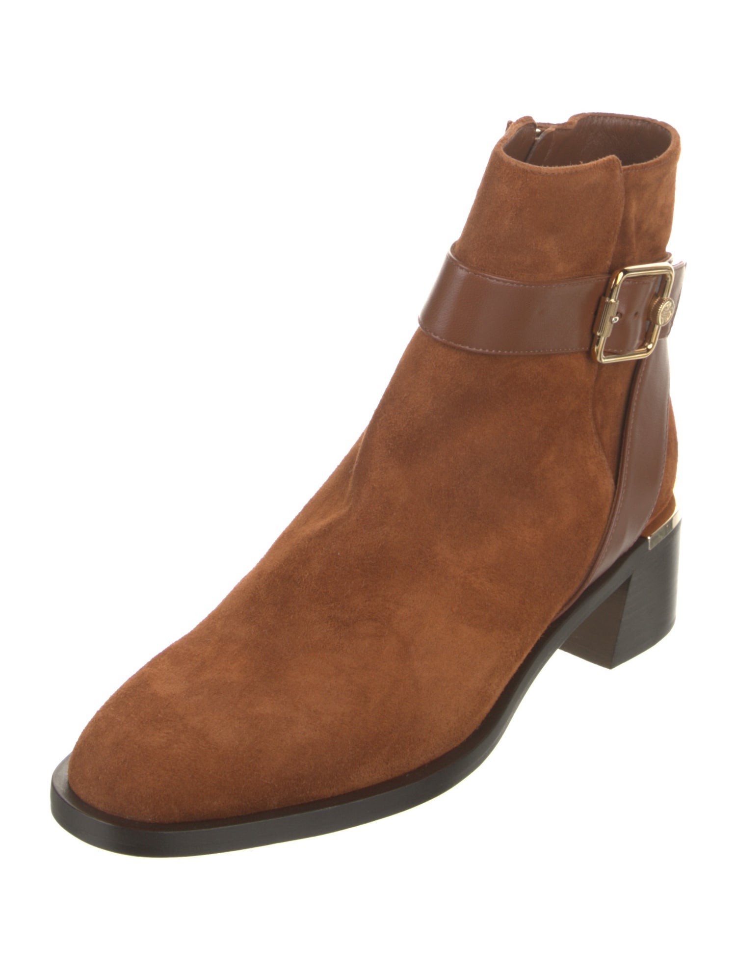 Jimmy Choo Suede Leather Trim Embellishment Moto Boots