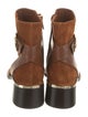 Jimmy Choo Suede Leather Trim Embellishment Moto Boots