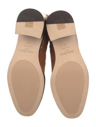 Jimmy Choo Suede Leather Trim Embellishment Moto Boots