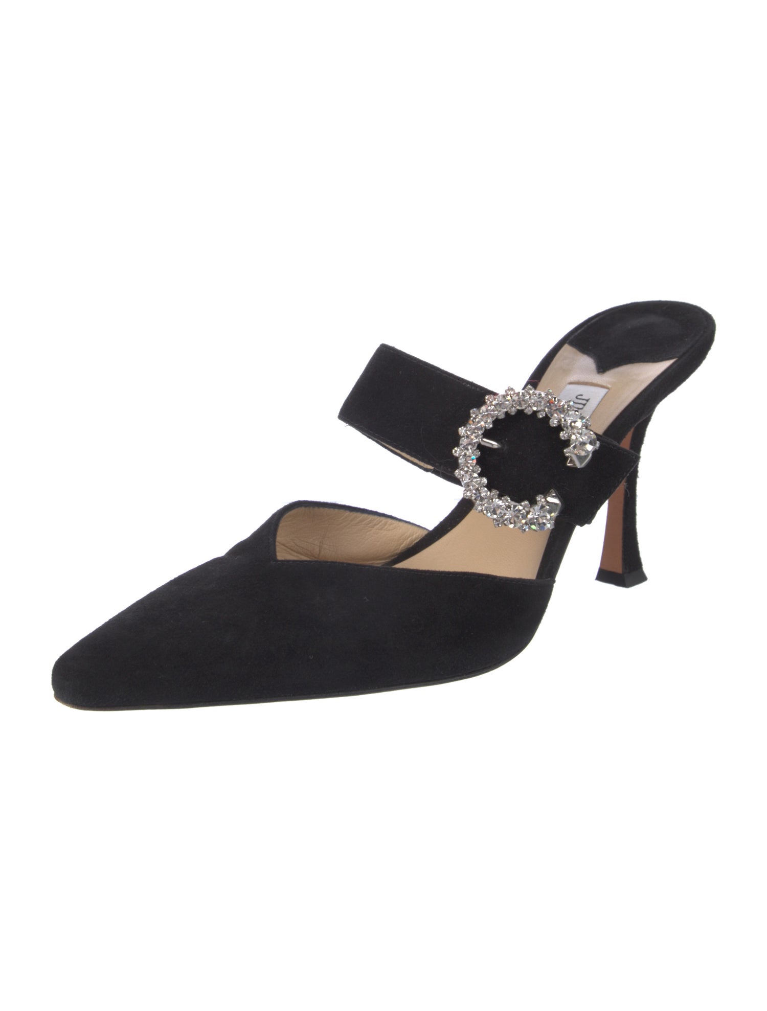 Jimmy Choo Suede Crystal Embellishments Slides