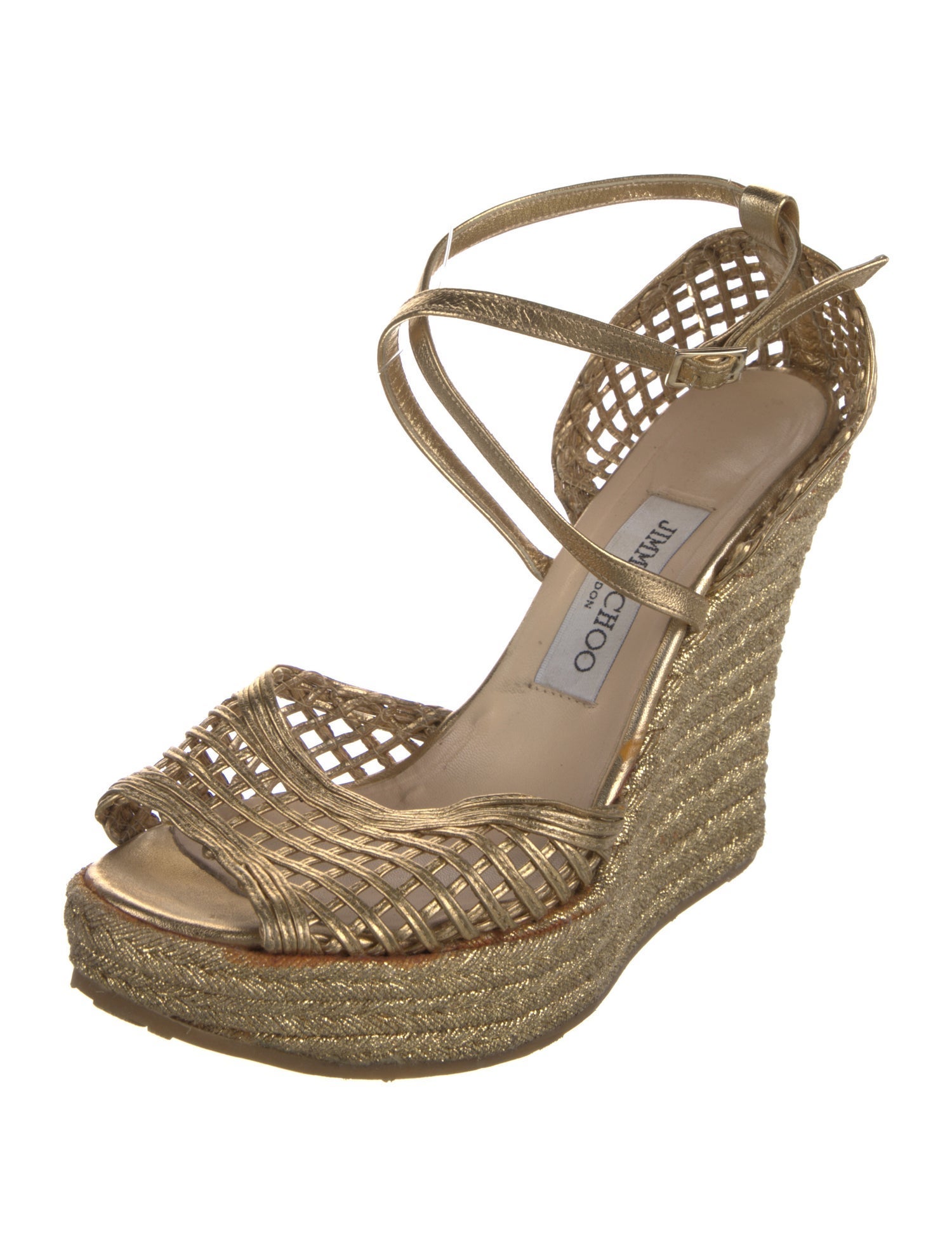 Jimmy Choo Leather Braided Accents Espadrilles