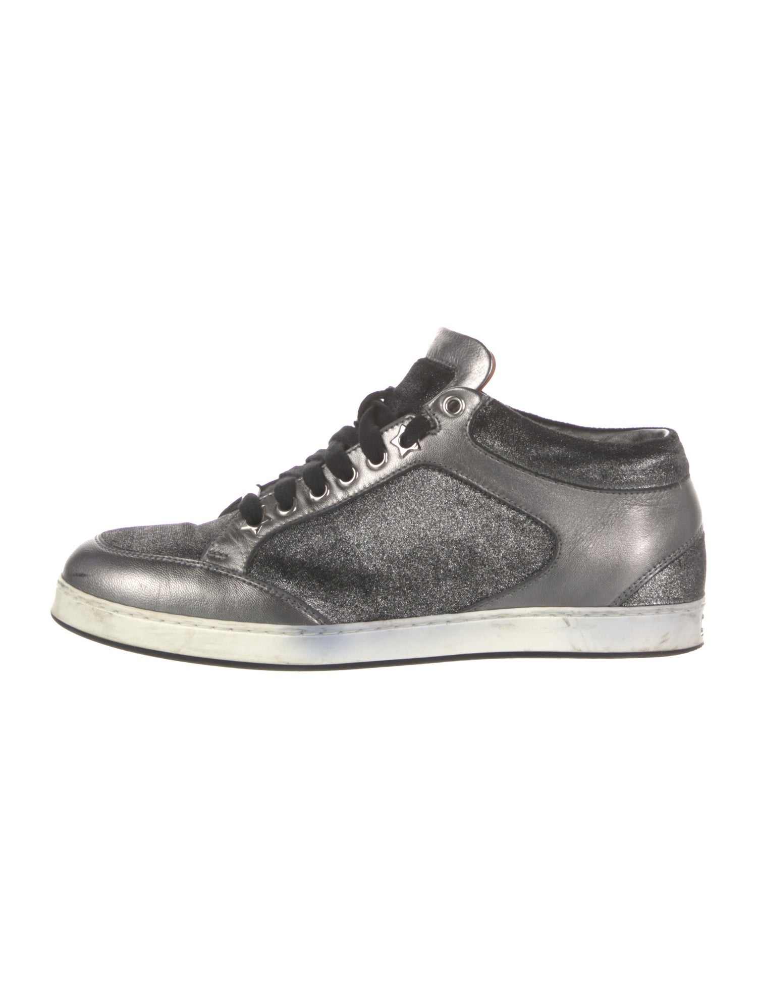 Jimmy Choo Leather Glitter Accents Sneakers